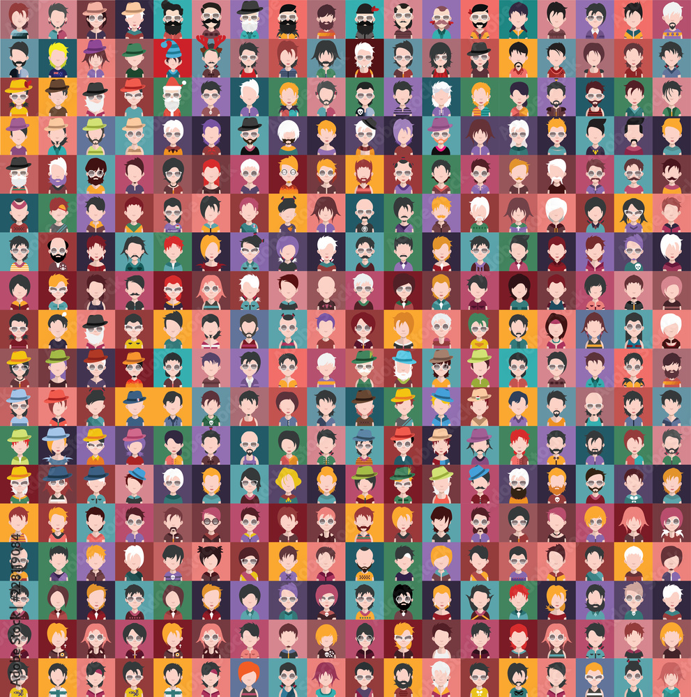 Set of people icons with faces