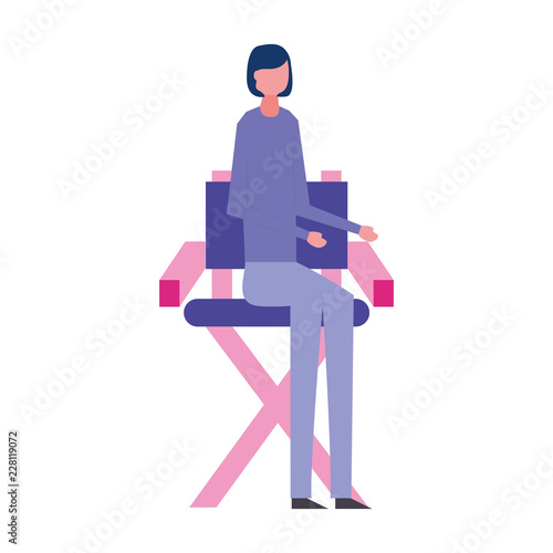 woman sitting chair director production film