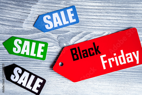concept black friday on wooden background top view © 279photo