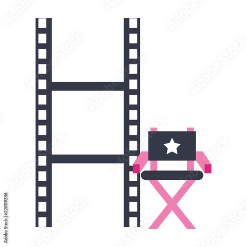 production movie film director chair and strip photo