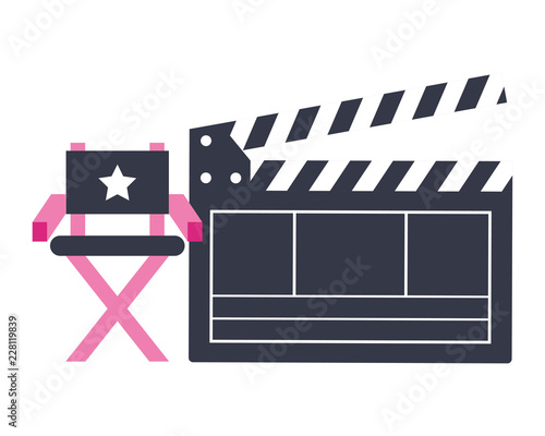 chair director clapperboard production movie film