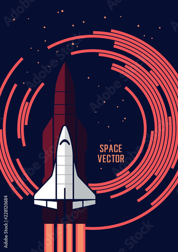 Space shuttle and rockets vector illustration