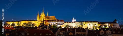 Obraz na plátně Prague Castle panorama by night, Prague, Czech Republic