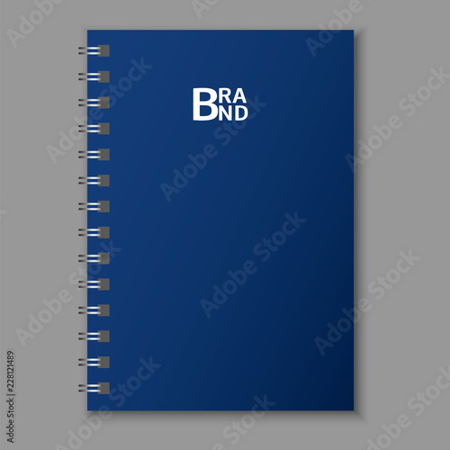 Spring left blue notebook icon. Realistic illustration of spring left blue notebook vector icon for web design