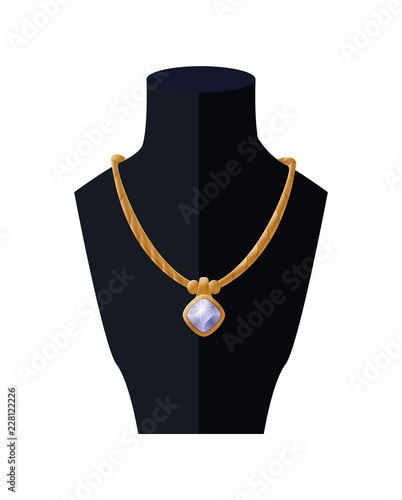 Necklace with Huge Sapphire Golden Women Accessory