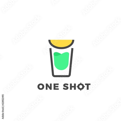Vector outline logo of shot glass. Beverage design template for restaurants, bars, pubs, clubs and parties