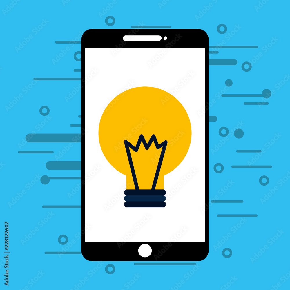 smartphone with light bulb isolated icon smartphone with light bulb isolated icon