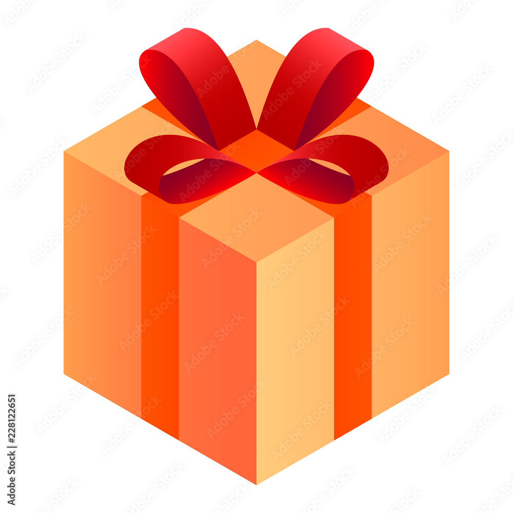 Gift box icon. Isometric of gift box vector icon for web design isolated on white background Gift box icon. Isometric of gift box vector icon for web design isolated on white background