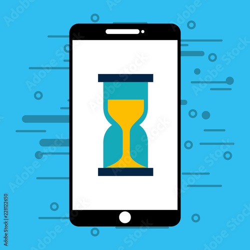 smartphone with hourglass isolated icon