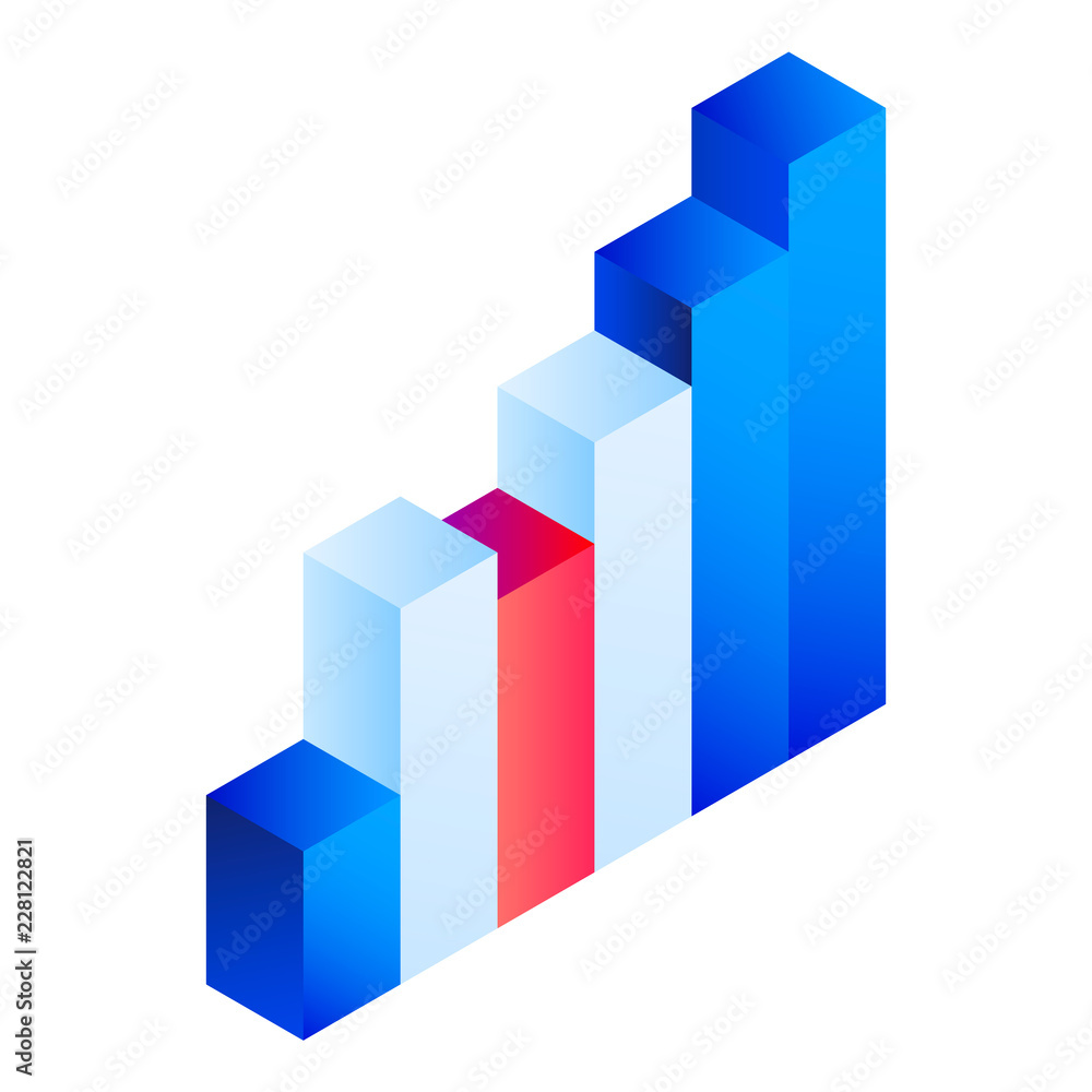 Gradient chart icon. Isometric of gradient chart vector icon for web design isolated on white background Gradient chart icon. Isometric of gradient chart vector icon for web design isolated on white background