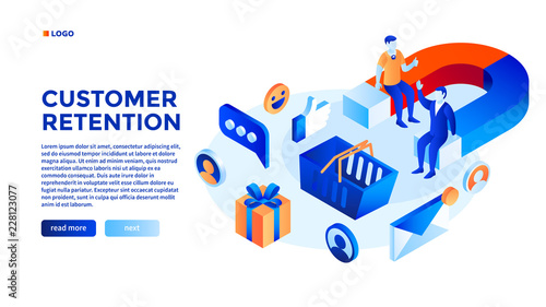 Customer attraction concept background. Isometric illustration of customer attraction vector concept background for web design