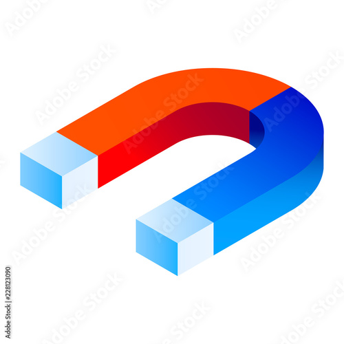Red blue magnet icon. Isometric of red blue magnet vector icon for web design isolated on white background