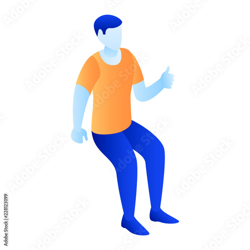 Man thumb up icon. Isometric of man thumb up vector icon for web design isolated on white background