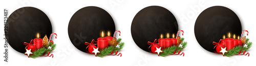 Advent Button Set - Kreidetafel mit Kerzen und Weihnachtsschmuck 