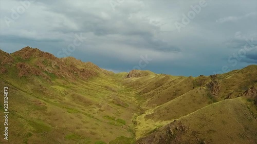 Landscape of the Orkhon Valley Sparsely Populated by Nomad Families, Khangai Nuruu National Park, Oevoerkhangai Aimag, Mongolia. Uvurkhangai, Mongolia. photo