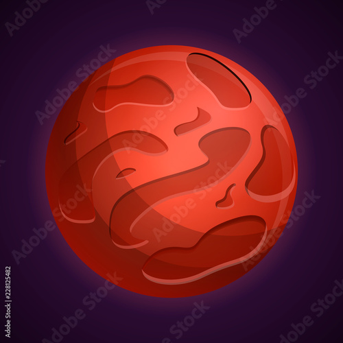 Red mars planet icon. Cartoon of red mars planet vector icon for web design isolated