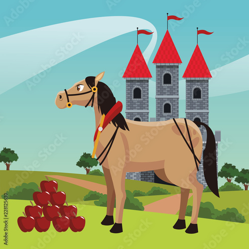 Kingdom castle with horse