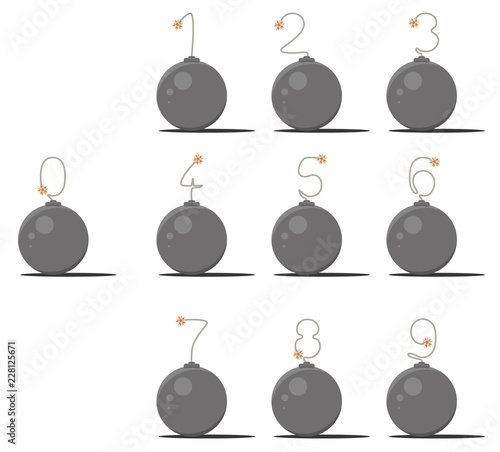 bomb icons with wick as a number