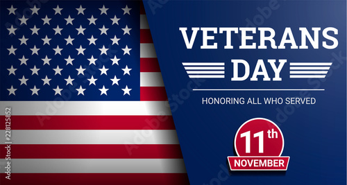 Happy veterans day concept background. Realistic illustration of happy veterans day vector concept background for web design photo