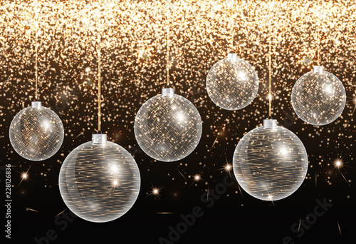 Shiny Christmas illustration with balls and bright backdrop