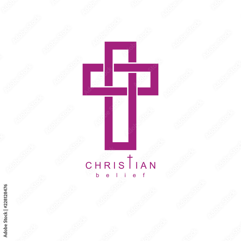 Obraz premium Christian Cross vector symbol, Christianity God religion icon.