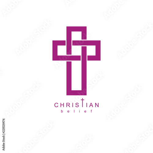 Christian Cross vector symbol, Christianity God religion icon.