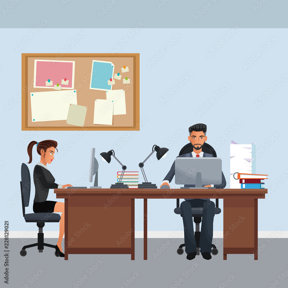 business characters in office scene business characters in office scene