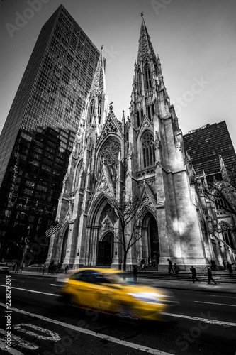 Plakat Katedra Świętego Patryka B&amp;W - Nowy Jork - NYC - USA