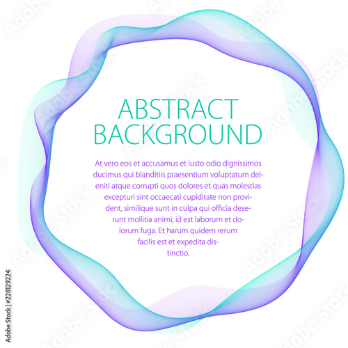 Round frame of flowing smoke. Vector abstract artistic beautiful background with copy space for text. Isolated over white background.