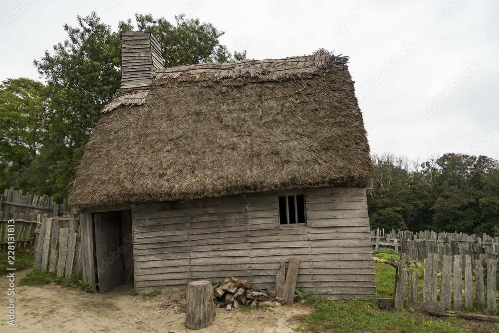 Old buildings in Plimoth plantation at Plymouth, MA Old buildings in Plimoth plantation at Plymouth, MA