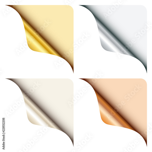 4 Metallic Corners Rounded Background Up Right