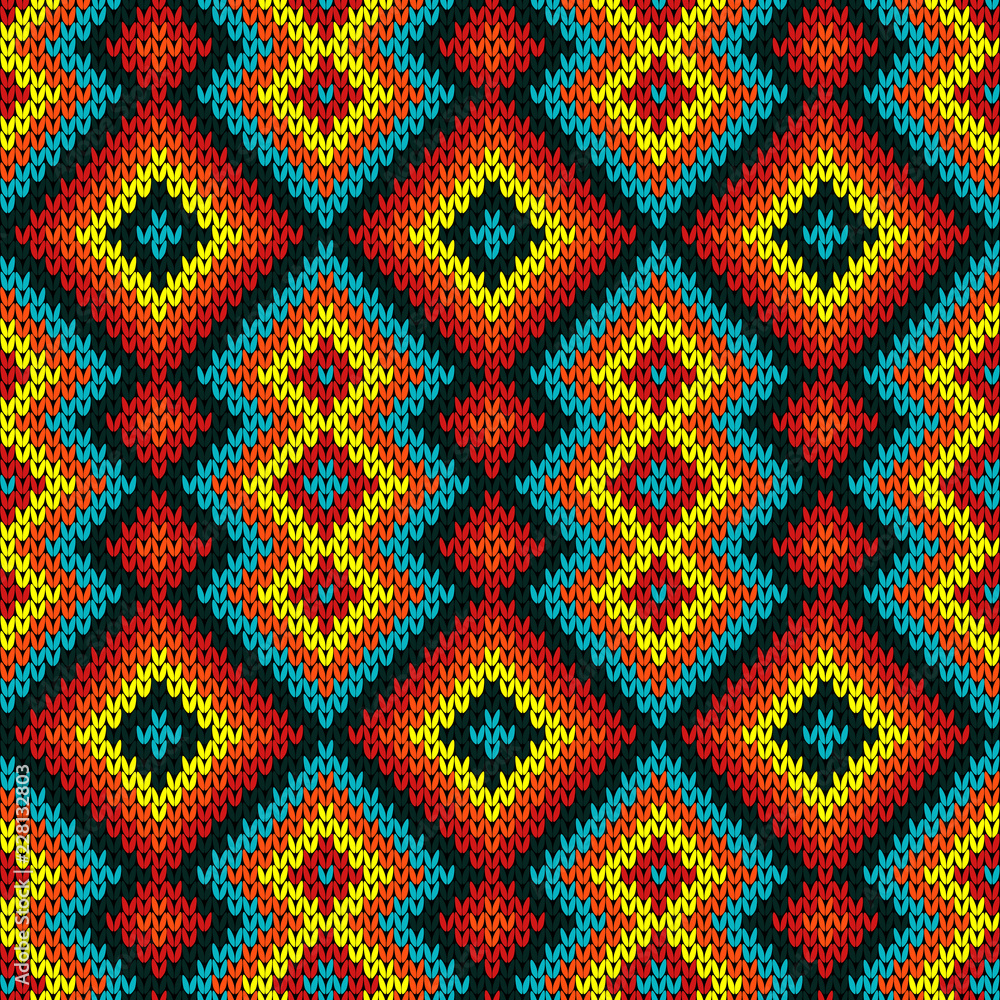 Multicolored knitted seamless pattern