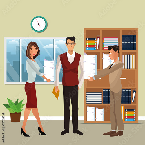 business characters in office scene
