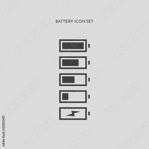 Simple minimalistic battery vector icon set.