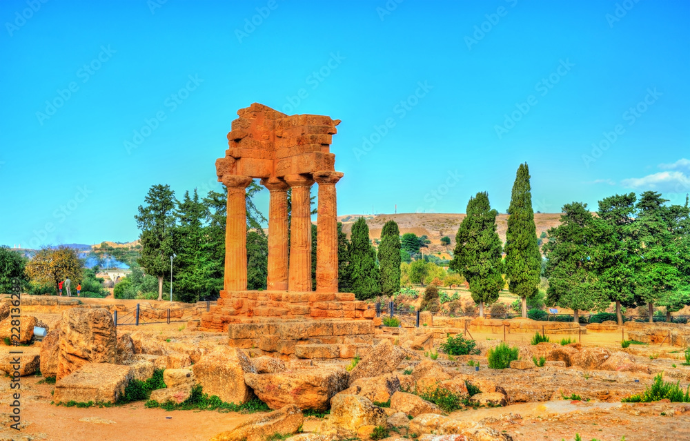 The Temple of Castor and Pollux at the Valley of the Temples in Agrigento - Sicily, Italy