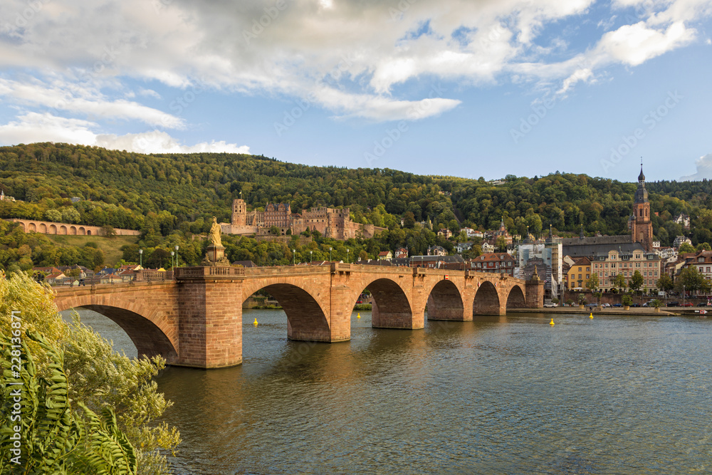 Heidelberg, Old Bridge, castle ruins and old town
