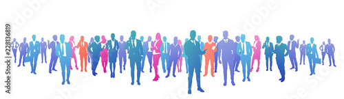 colourful success business people silhouette, group of diversity businessman and businesswoman successful team concept banner vector illustration