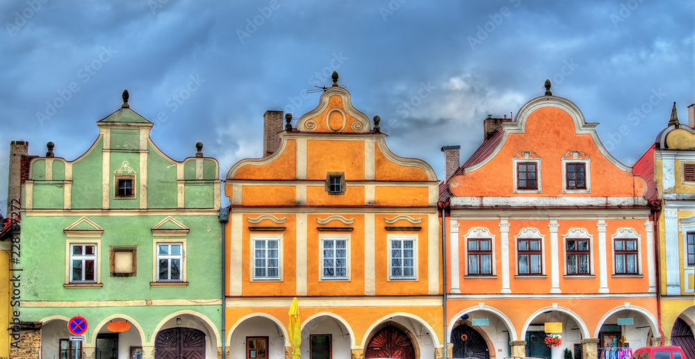 Fototapeta premium Traditional houses on the main square of Telc, Czech Republic