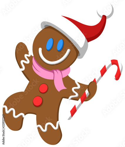 gingerbread man with santa hat
