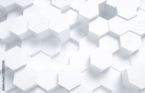 3d rendering, hexagon with white background