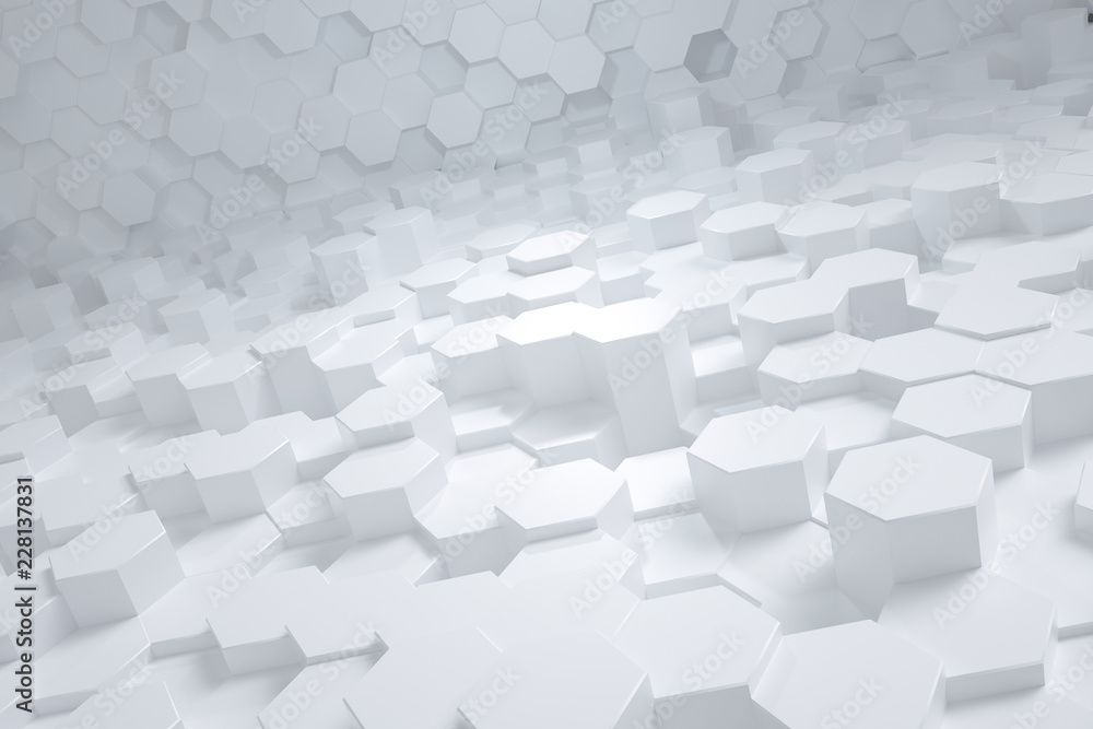 3d rendering, hexagon with white background 3d rendering, hexagon with white background