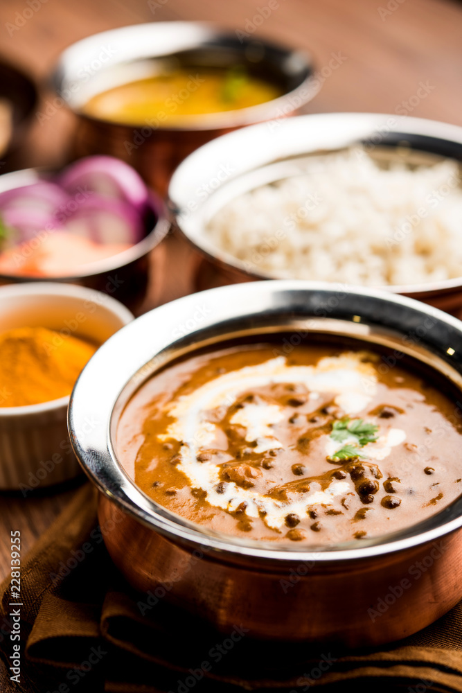 Dal makhani / makhni is a popular dish from India. Made with ingredients like whole black lentil, butter and cream. Served with Naan/roti and rice Dal makhani / makhni is a popular dish from India. Made with ingredients like whole black lentil, butter and cream. Served with Naan/roti and rice