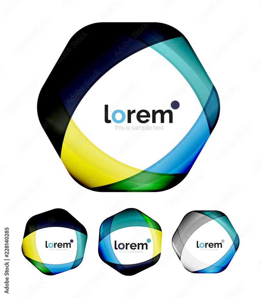 Set of geometric shape convergence logo design templates Set of geometric shape convergence logo design templates