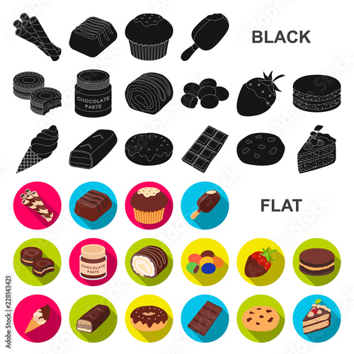 Chocolate Dessert flat icons in set collection for design. Chocolate and Sweets vector symbol stock web illustration.