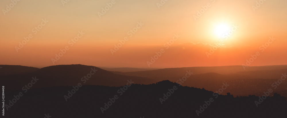 Mountain silhouette in the sunset