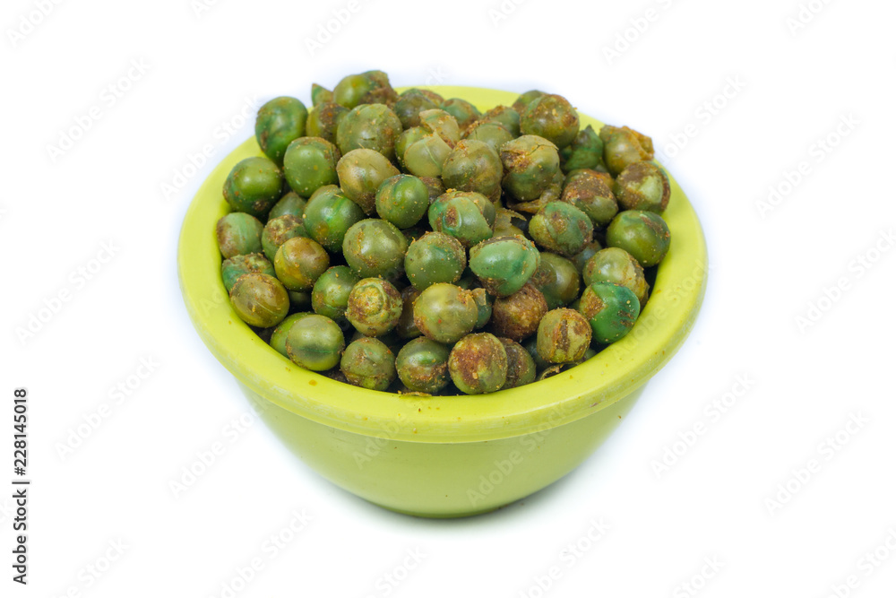 green spicy peas isolated on white background. green spicy peas isolated on white background.