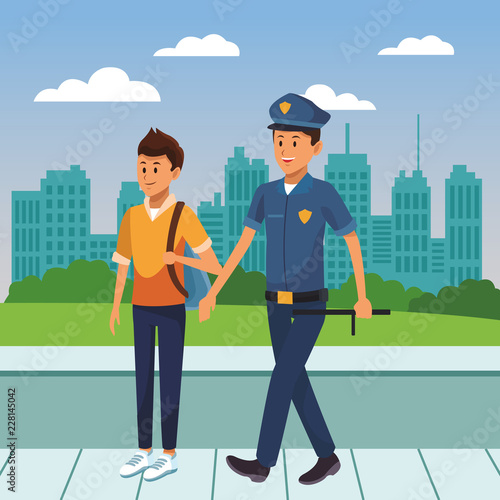 city police officer on duty cartoon