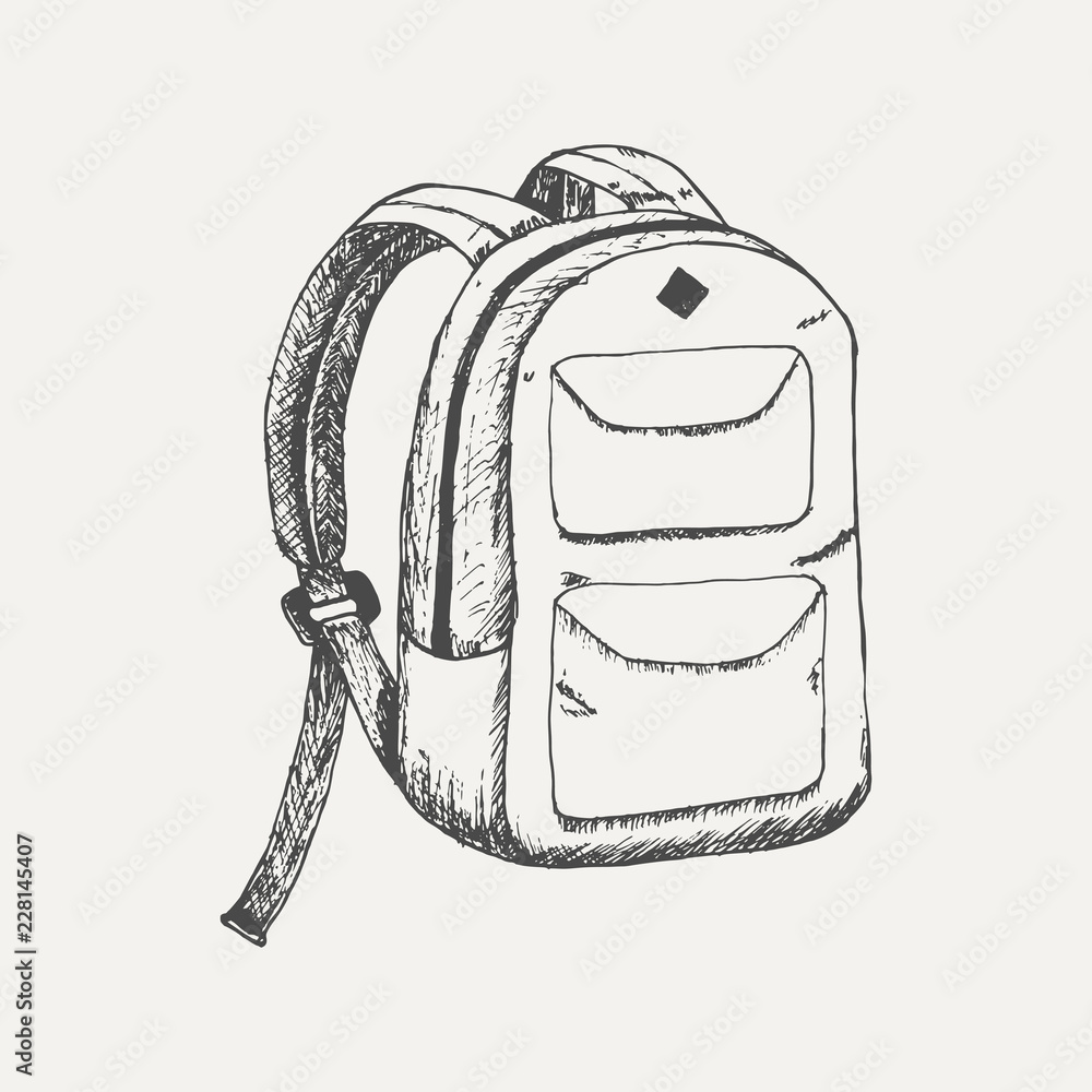 School Backpack Sketch Isolated On White Background. Hand Drawn Sketch In  Vintage Engraving Style. School Supplies. Vector Illustration For Back To  School Royalty Free SVG, Cliparts, Vectors, and Stock Illustration. Image  139946193.