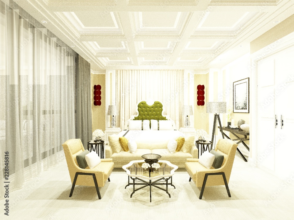 3d render of living room interior