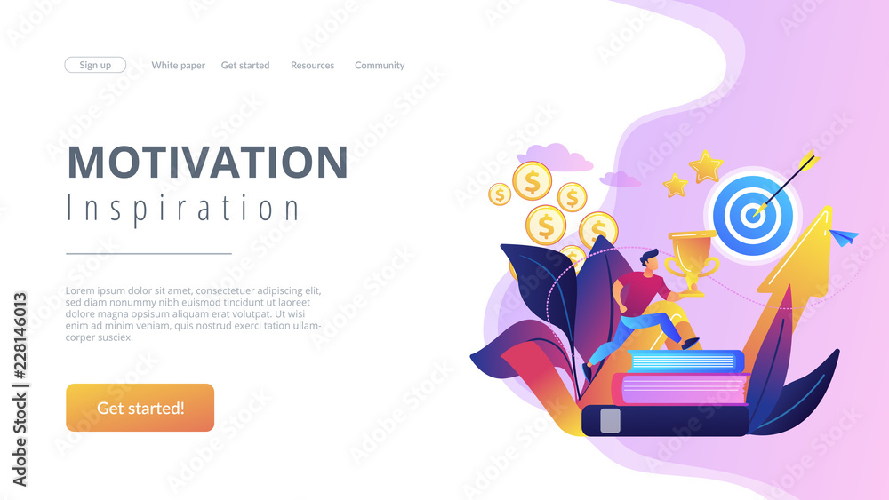 Motivation concept landing page. Motivation concept landing page.